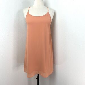 Poetry Peach Chiffon Summer Tank Dress Small Boho Ballet Flowy Beach Travel